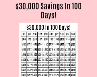 30,000 Money Saving Challenge Printable / Save 30,000 in 100