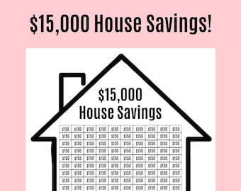 15,000 House Savings Tracker / 15,000 Savings Challenge / House Savings Tracker / Savings Printable Planner / Goal Tracker