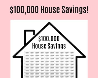 100,000 House Savings Tracker / 100,000 Saving Challenge / House Savings Tracker / Savings Printable Planner / Goal Tracker