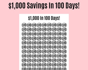 1,000 Money Saving Challenge Printable / Save 1,000 In 100 Days / Savings Tracker / Savings Printable Planner