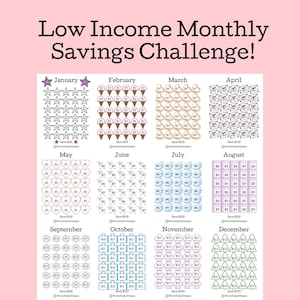 Low Income Monthly Savings Challenge Bundle / Money Saving Challenge / Low Income Savings / Monthly Savings / Savings Tracker Printable