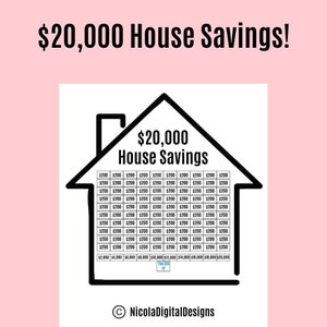 20,000 House Savings Tracker / 20,000 Savings Challenge / House Savings Tracker / Savings Printable Planner / Goal Tracker