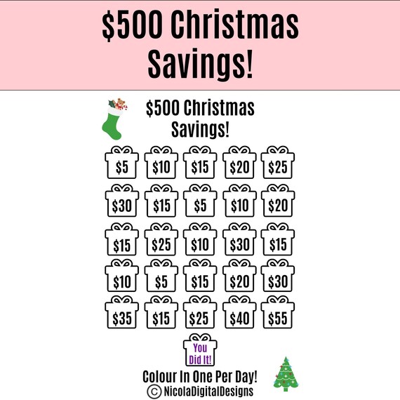 500 Christmas Savings Printable 500 Money Savings Challenge Etsy