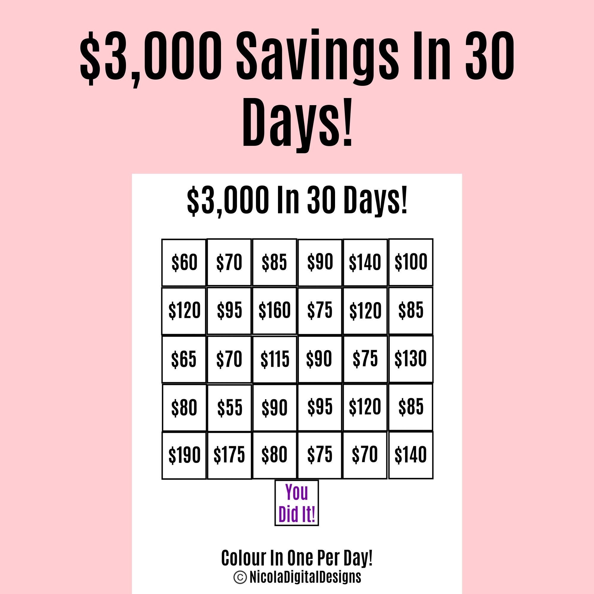Buy 3,000 Money Saving Challenge Printable / Save 3,000 in 30 Days / Savings  Tracker / Savings Printable Planner Online in India 
