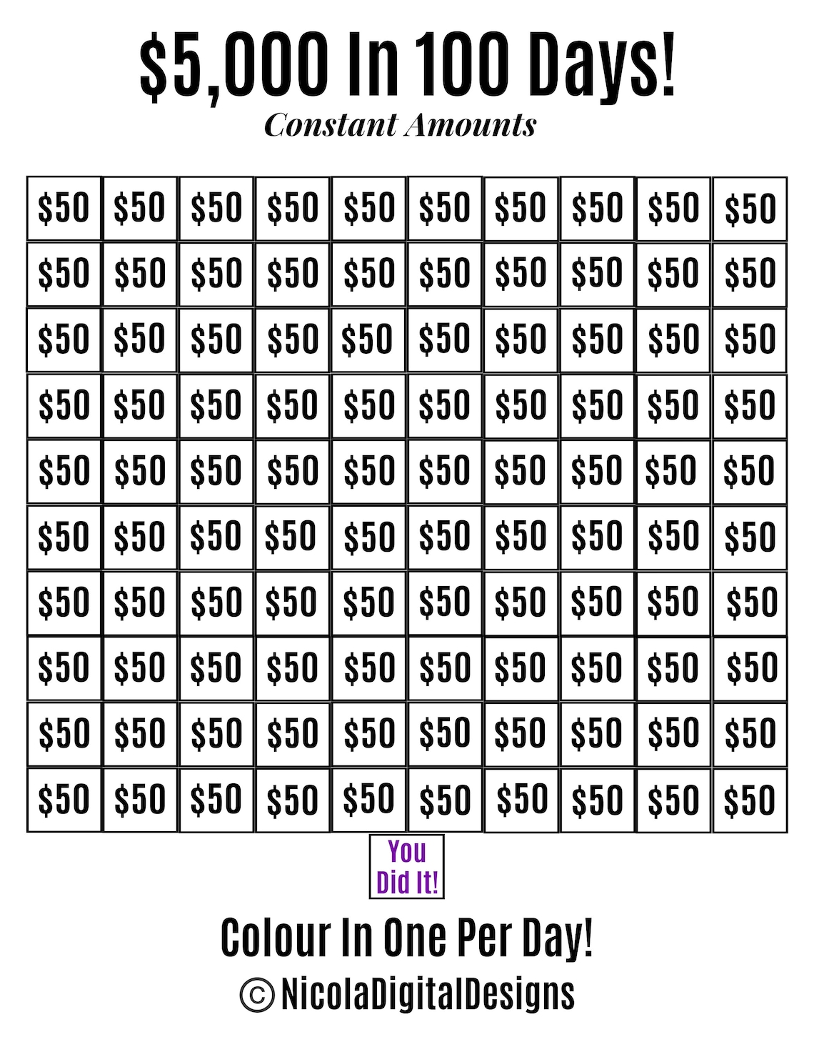 5,000 Money Saving Challenge Printable / 5,000 Saving Challenge 2 Pack ...