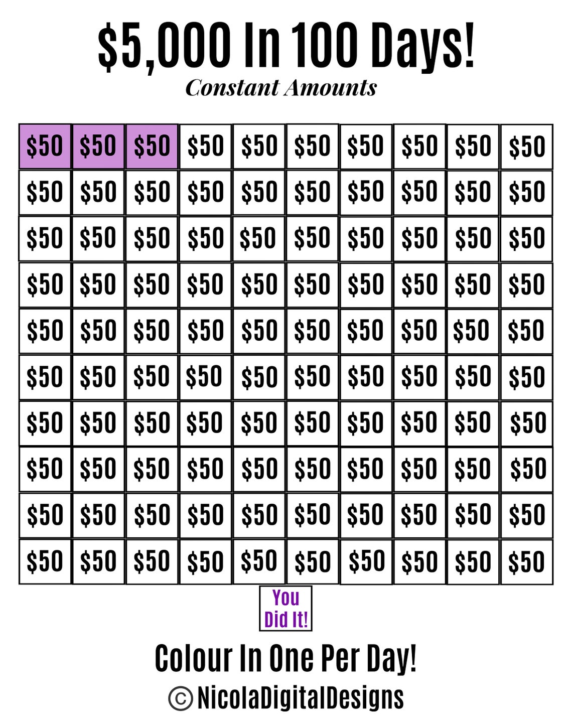 5,000 Money Saving Challenge Printable / 5,000 Saving Challenge 2 Pack ...