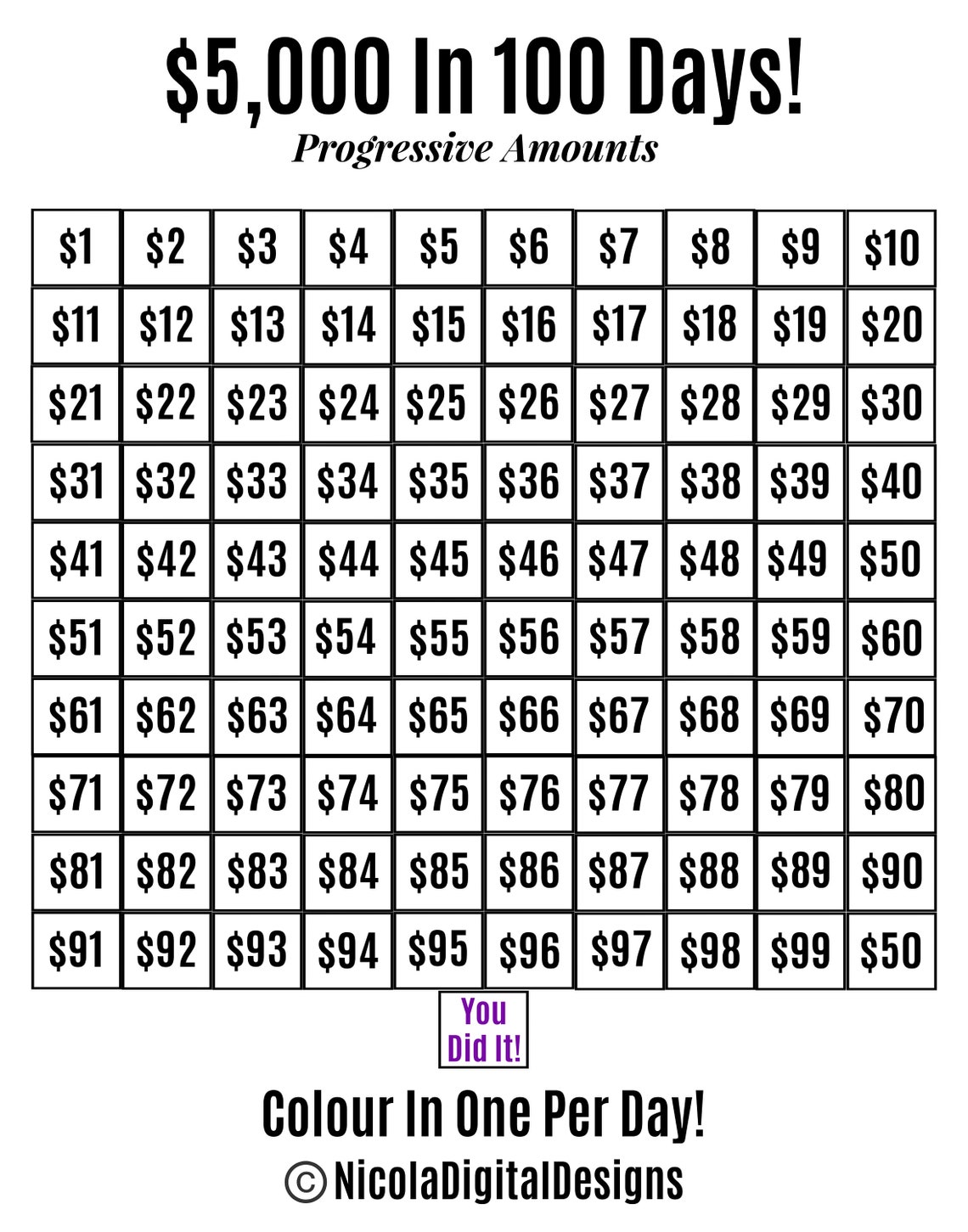 5,000 Money Saving Challenge Printable / 5,000 Saving Challenge 2 Pack ...