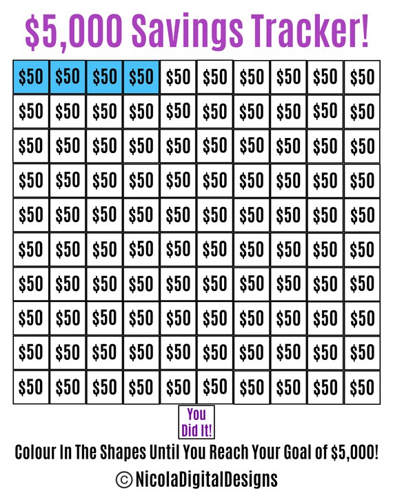 5000 Money Saving Challenge Printable Save 5000 In 52 Weeks 53 OFF