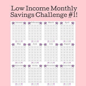 Low Income Monthly Savings Challenge Bundle #1 / Money Saving Challenge / Low Income Savings / Monthly Savings / Savings Tracker Printable