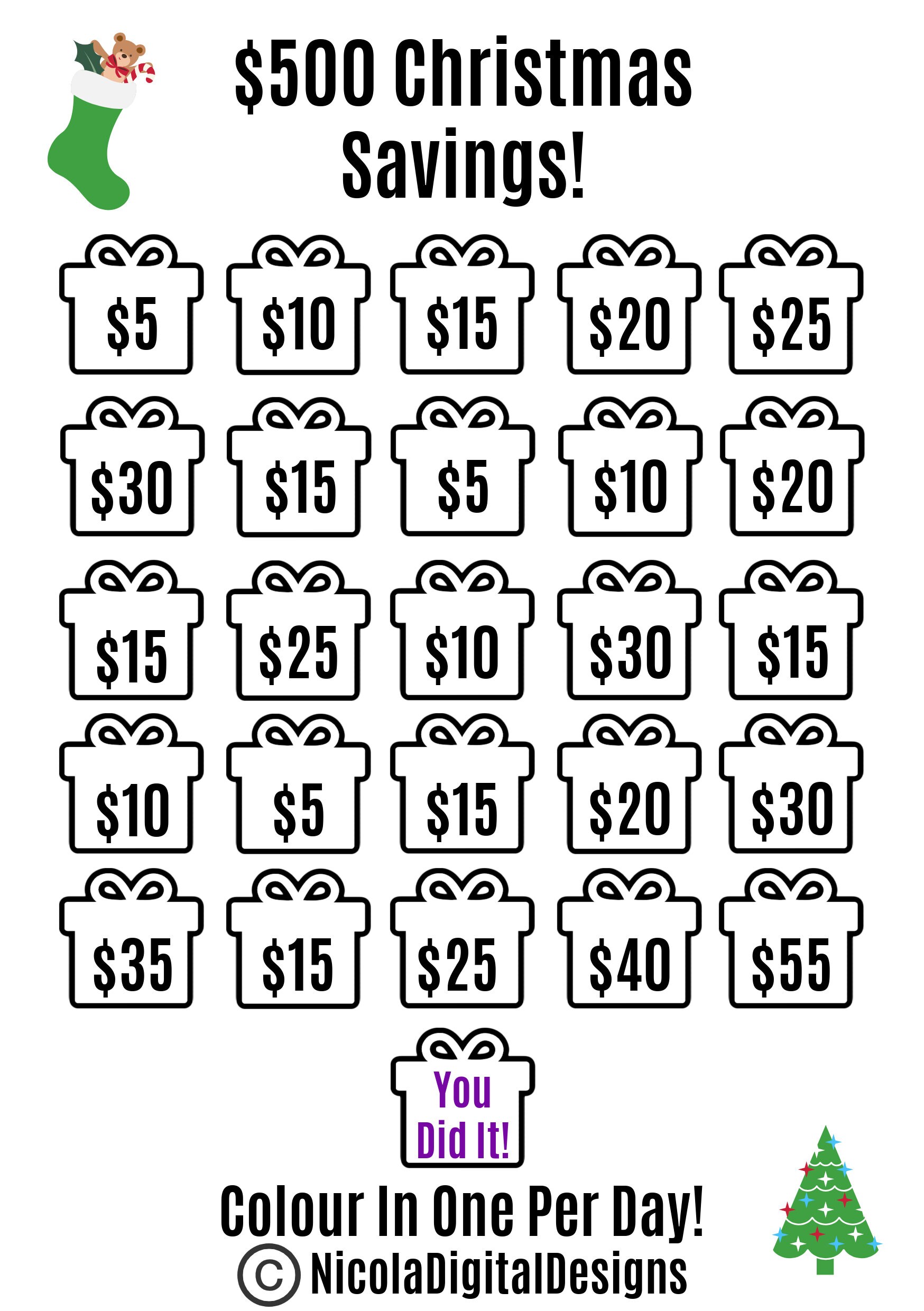 500 Christmas Savings Printable, 500 Money Savings Challenge Printable, Save 500 in 25 Days, Savings Tracker, Savings Printable Planner - Etsy 500-christmas-savings-printable-500-money-savings-challenge-printable-save-500-in-25-days-savings-tracker-savings-printable-planner-etsy