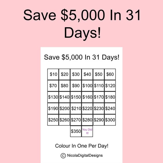 5000 money saving challenge printable save 5000 in 13 49 off