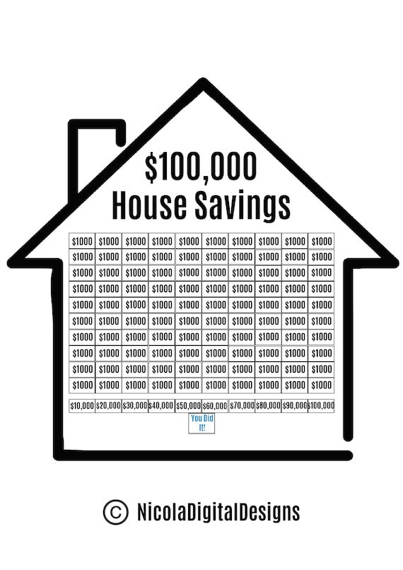100,000 House Savings Tracker / 100,000 Saving Challenge 100,000 House Savings Tracker / 100,000 Saving Challenge