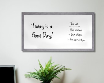 Distressed Wood Dry Erase Whiteboard 24 x 12 Frame for Office or Home
