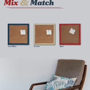 Square Metal Colored Framed 13x13 Wall Hanging Cork Board with Push Pins