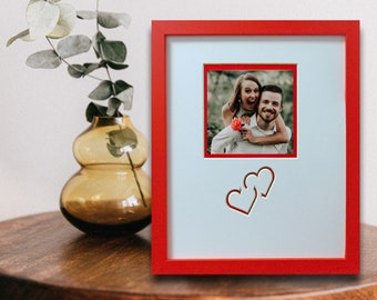 Valentines Day Red Heart Photo Frame: 8x10 holds a 4x4 photo