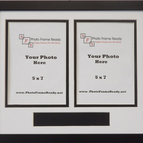 Double 5x7 Black and White Photo Frame with Plaque opening