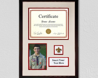 Award display for Certificate photo and achievement pin.  Scout award box.