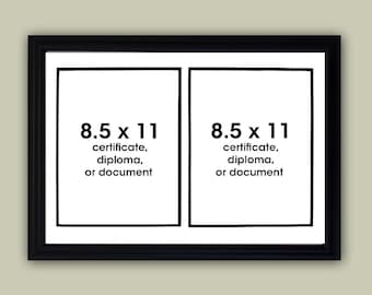 Double 8.5 x 11 Diploma or Document Black and White Frame or Creme and Brown with brown frame