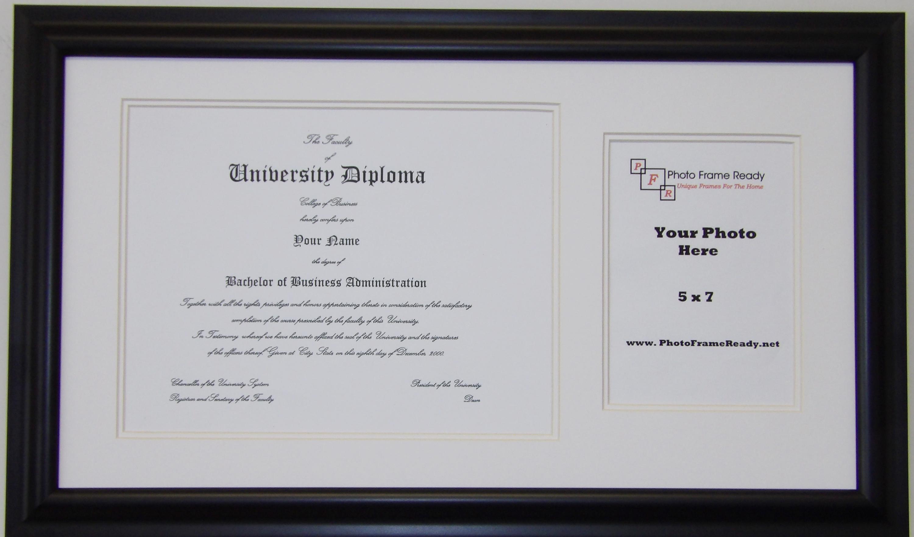 Graduation Diploma Frame: 8.5x11 Certificate & 5x7 Photo - Black Wood ...