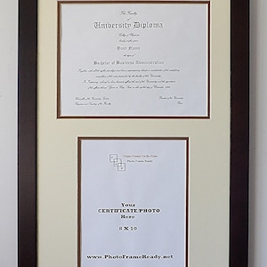 Double Diploma Document Certificate Openings Wood Picture Frame for One 8.5x11 and One 8x10