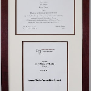 Double Diploma Document Certificate Openings Wood Picture Frame for Two 8.5x11 Portrait and Landscape