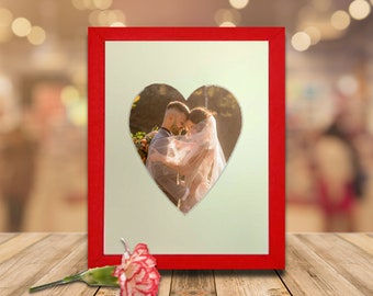 Anniversary 5x7 Heart Shaped Picture Opening, Red Wooden 8x10 Frame