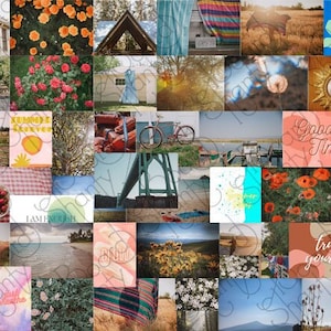 Photo Wall Collage Kit | Summer Vibes (set of 50 images) INSTANT Download | Digital printable collage kit