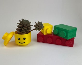 Modular LEGO Brick Set - Create Your Own Personalized Boxes and Flowerpot