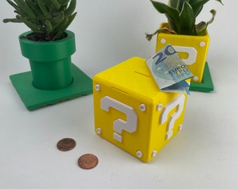 Mario Question Block Piggy Bank - Super Mario Bros Question Block | Office Decor | Home Decor