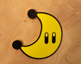 HUGE 3D printed Power moon of Mario for wall art or on a shelf