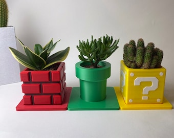 Super Mario Planters Flower Pots | Super Mario Planter | Office Decor | Home Decor