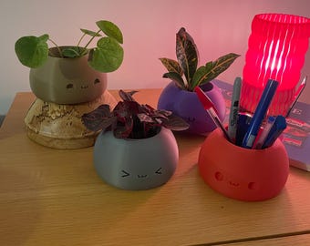 Set of 4 Kawaii Plant Pots - Indoor/Outdoor Kawaii Garden and Home - Gift for Plant Lovers / Japan