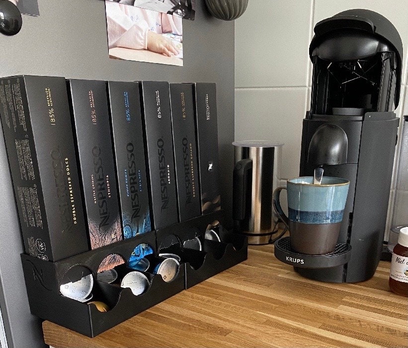 Soporte de metal para cápsulas de café para 50 cápsulas Nespresso Vertuo y  50 cápsulas Dolce Gusto, HFHOME Nespresso Vertuoline, organizador de  cajones para máquina de café : : Hogar y cocina