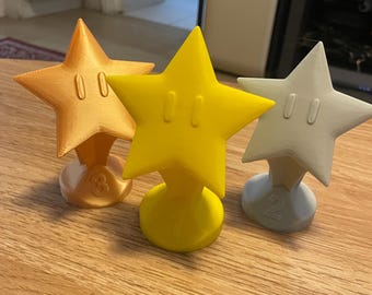 Lot de 3 Trophées Mario Kart 1ère, 2ème et 3ème Place - Récompenses Mario Bros en 3D pour Fans de Jeux Vidéo