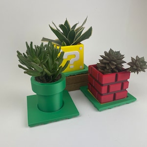 Juego de 3 maceteros Super Mario | Macetas | Planta de Súper Mario | | decoración de oficinas | decoración de interiores