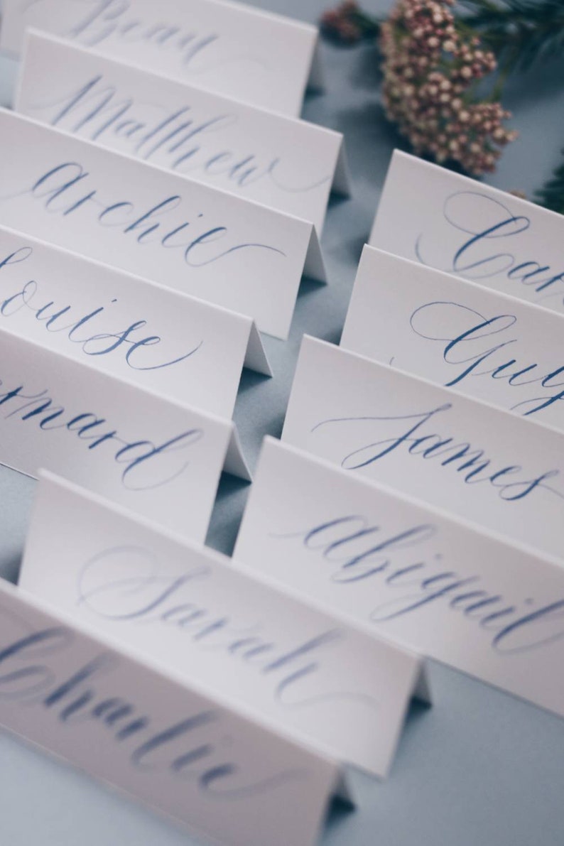 Handwritten Calligraphy Tented Wedding Place Cards/Gift Tag/Present Tag/Display Labels/Valentines gift and dinner tags image 3