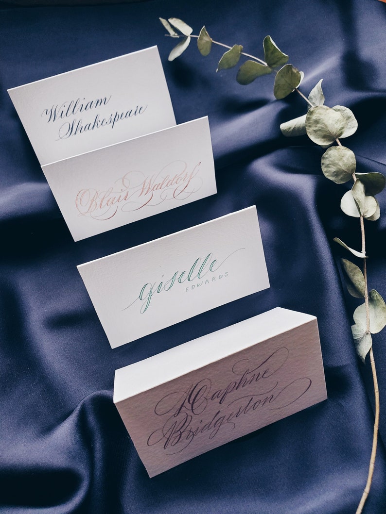 Handwritten Calligraphy Tented Wedding Place Cards/Gift Tag/Present Tag/Display Labels/Valentines gift and dinner tags image 5