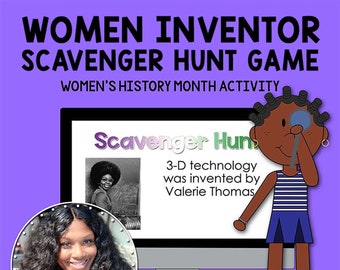 Women's History Month Inventor Scavenger Hunt Game, Digital Game, Distance Learning, eLearning, Social Studies Game, Women Scientists