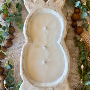 Bunny Candle | Spring Farmhouse Dough Bowl | Easter Basket Gift | Rustic Rabbit Soy Wax | Country Home Decor