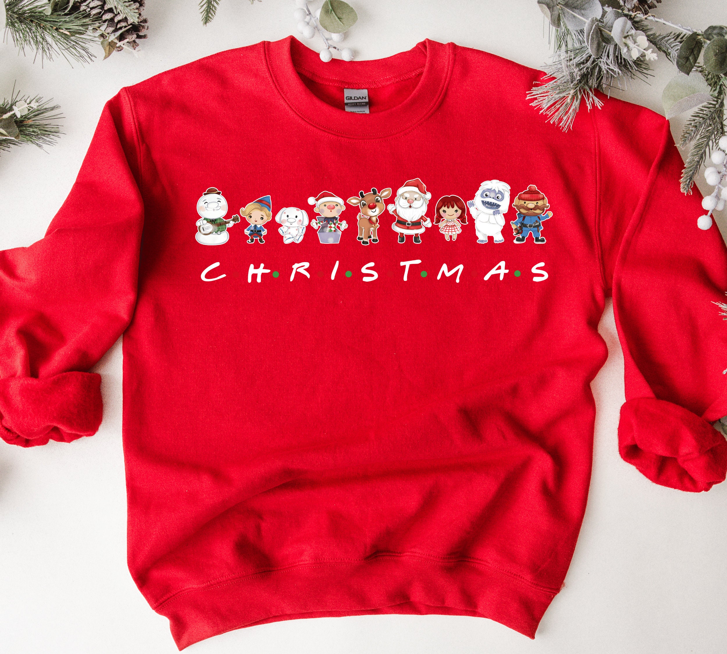 GREEN RHINESTONE RUDOLPH WEARING A WREATH SWEATSHIRT main image 1