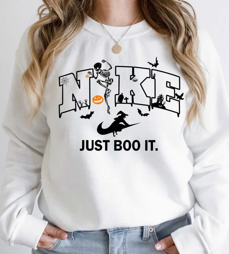 Halloween Skeleton Pumpkin Sweatshirt, Skeleton Halloween Sweater, Fall Sweatshirt, Vintage Halloween Sweatshirt, Swoosh Skeleton Sweatshirt 