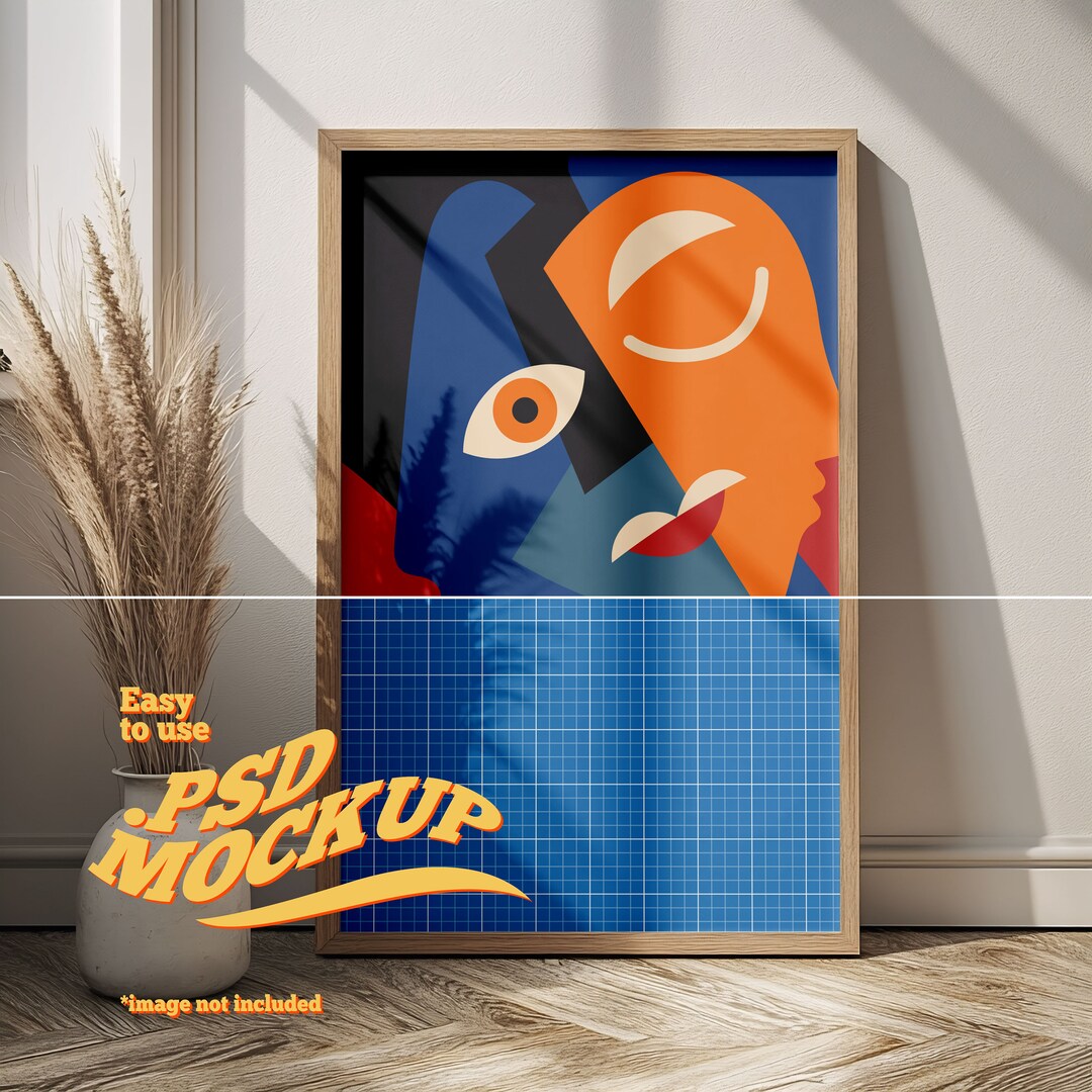 Aesthetic Art Frame Photoshop Mockup, Leaning Wall Display, Modern Home ...