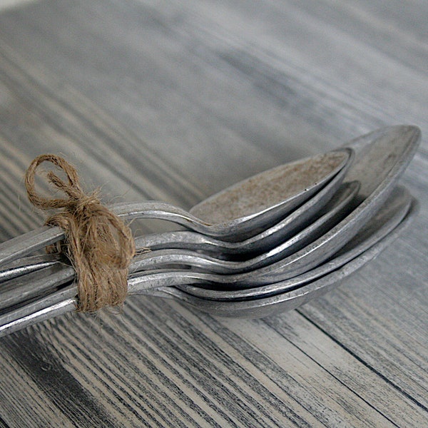 Vintage aluminum spoons, Old spoons,Aluminum spoon set