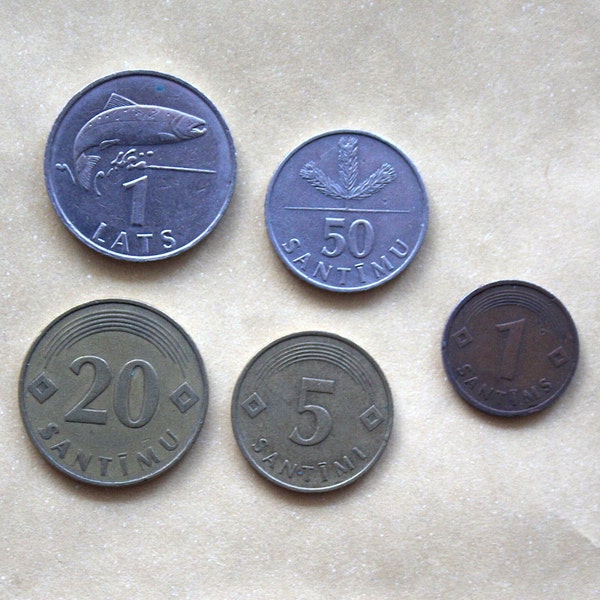Latvian coins, Latvian lat coins, Latvian lats