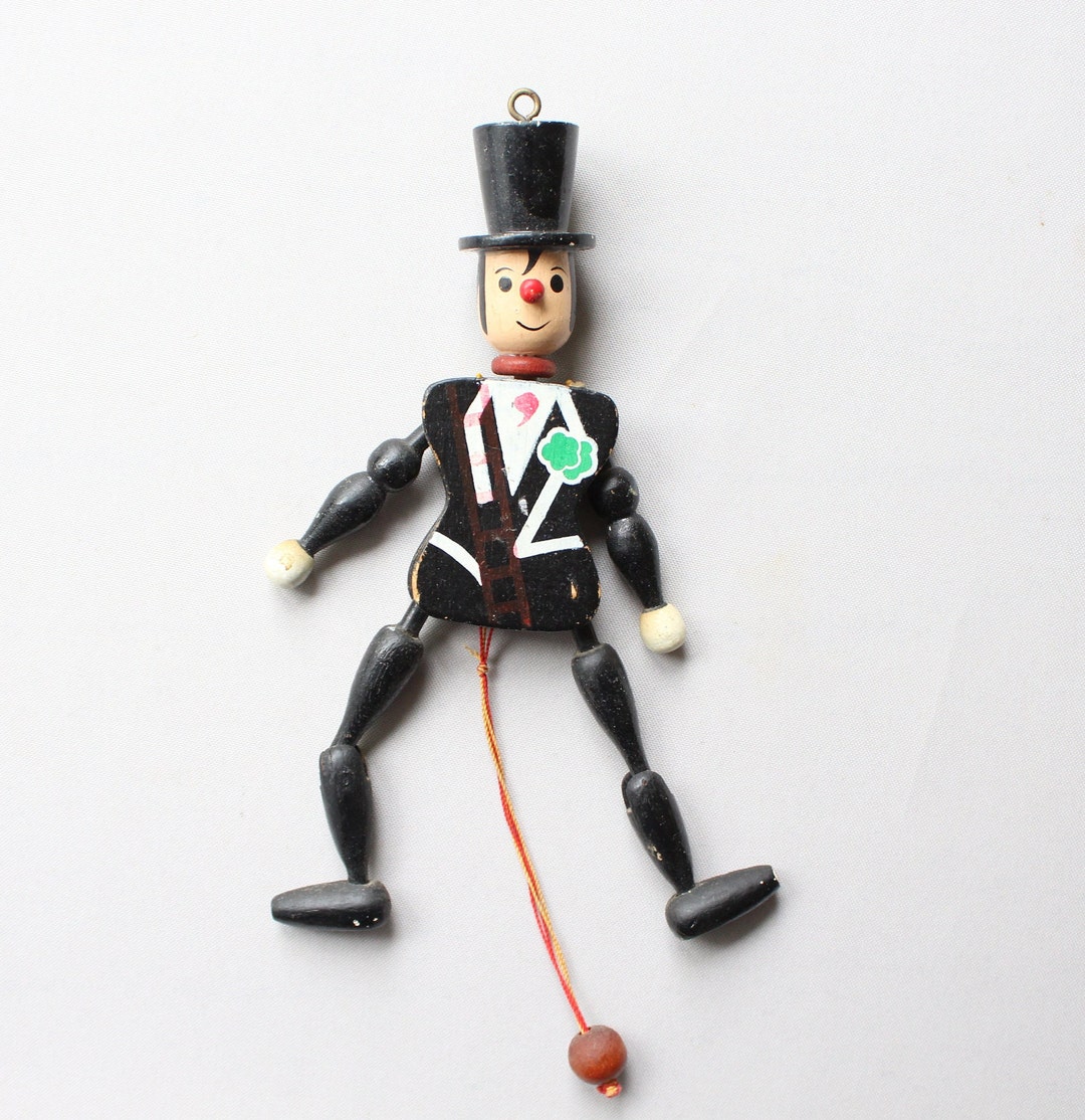 Vintage Jumping Jack wooden Puppet Toy Wooden Moving Puppet Etsy