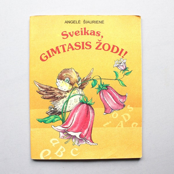 Vintage Lithuanian book for children, Lithuanian textbook , Lithuanian texts for children