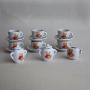 Miniature Dish Set , Vintage Dollhouse Tea Set