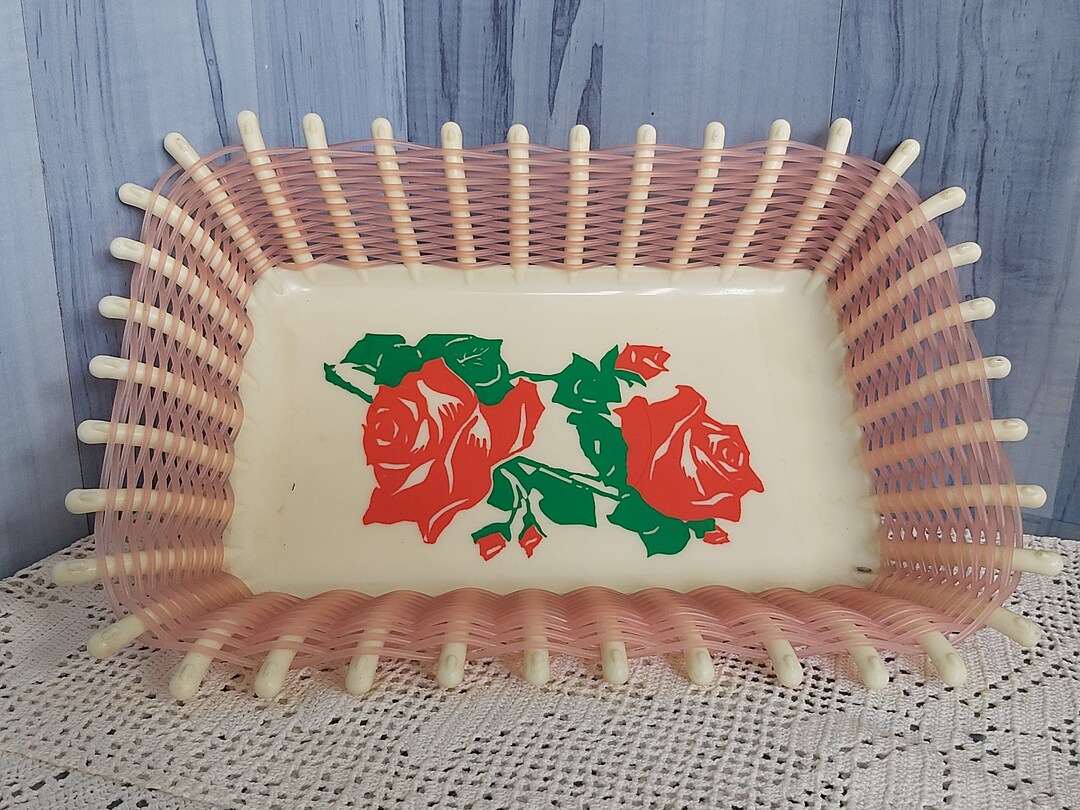 Vintage Bread Basket Woven Plastic Tray Etsy