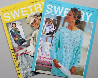 Vintage knitting magazine SWETRY in Polish, fashion magazine, Knitting patterns, Sweater knitting