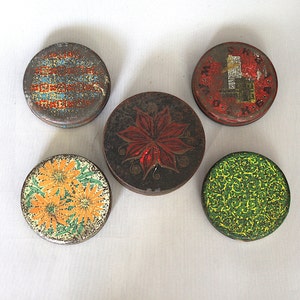 Boîtes de conserve dures vintage, vieilles boîtes de bonbons, boîtes de 5 pièces